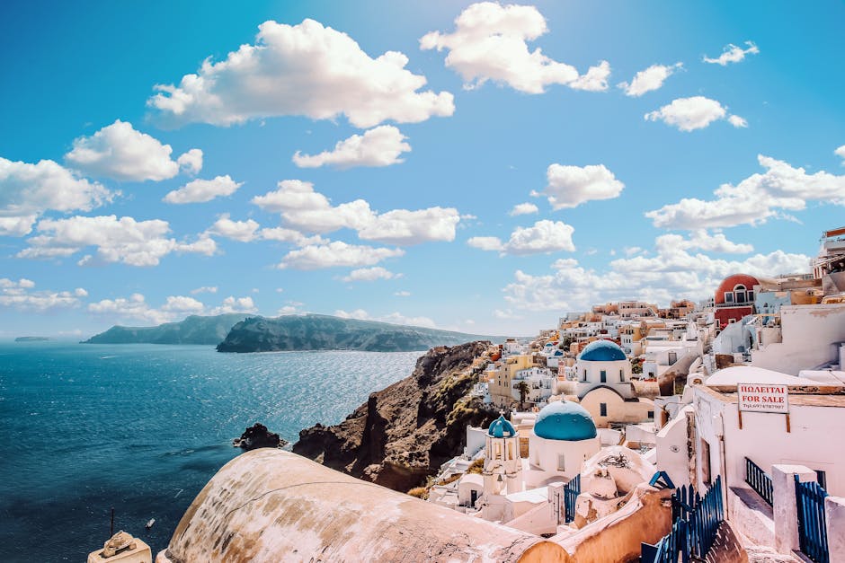 Santorini's famous blue-domed buildings